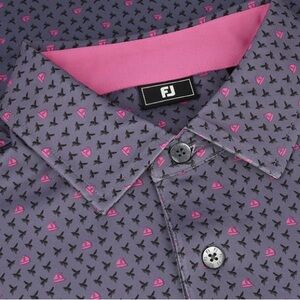 FootJoy Golf Flying Wasp Print Lisle Polo Shirt